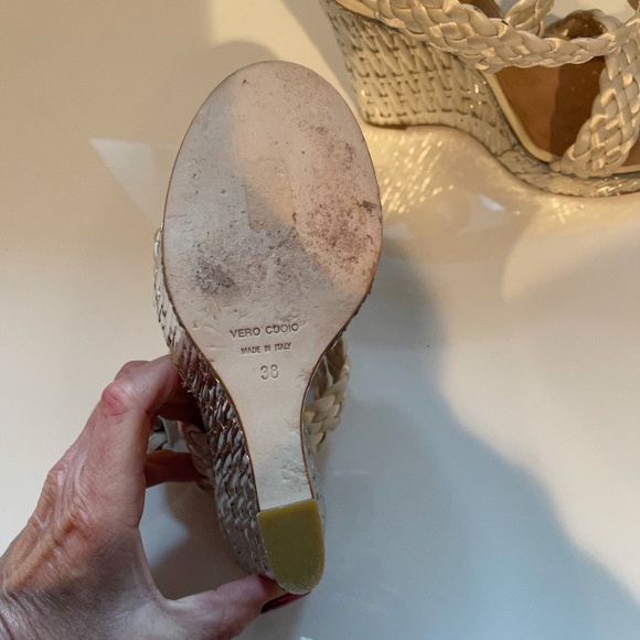 Giuseppe Zanotti Braided Heels Cream with Shiny Silver Heel - Picture 4 of 7